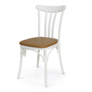 CHAISE PARIS BLANC COUSSIN BRUN SOTUFAB PLAST