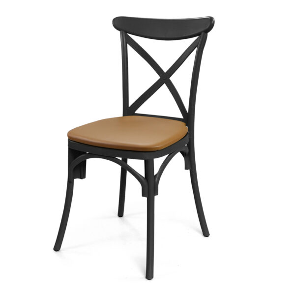 chaise-brooklyn-noir-avec-coussin-brun
