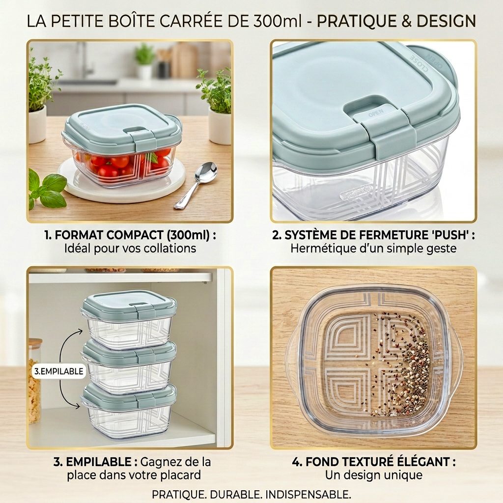 BOÎTE PUSH-UP CARRÉE 300mL – Image 3